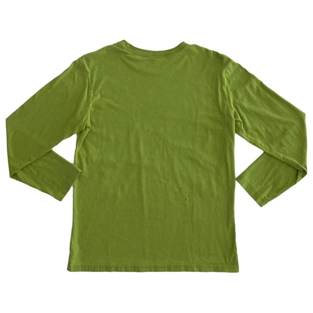 Place‎ T-Shirt Boys Large 10/12 Long Sleeve Tee Green Funny Face Monster Drawing